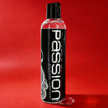 Passion silicone lubricant 8 fl oz bottle with pump cap for long-lasting personal lube and sex play
