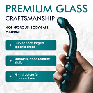 Smoky Jade Curved Glass Dildo