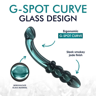 Smoky Jade Curved Glass Dildo
