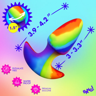 Rainbow Thrusting & Vibrating Silicone Butt Plug