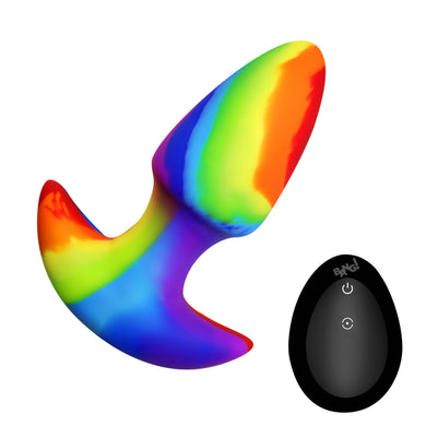 Rainbow Thrusting & Vibrating Silicone Butt Plug