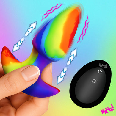 Rainbow Thrusting & Vibrating Silicone Butt Plug