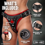 Leather Corset-Back Strap-On Harness