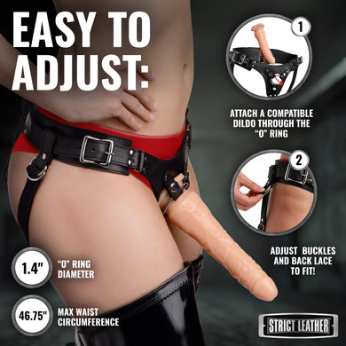 Leather Corset-Back Strap-On Harness