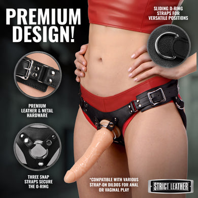 Leather Corset-Back Strap-On Harness