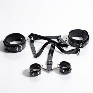 Premium Leather Thigh Harness with Wrist Cuffs