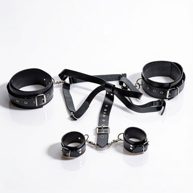 Premium Leather Thigh Harness with Wrist Cuffs