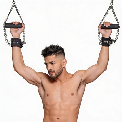Fur Lined Nubuck Leather Suspension Cuffs with Grip