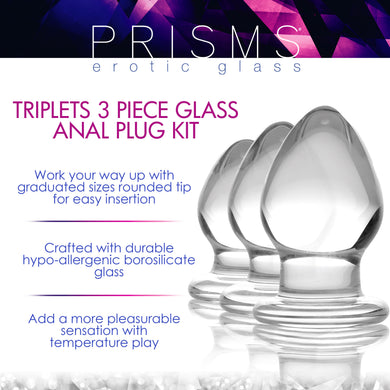 3 Piece Glass Anal Plug Kit