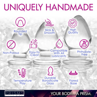 3 Piece Glass Anal Plug Kit