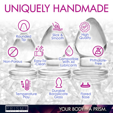 3 Piece Glass Anal Plug Kit