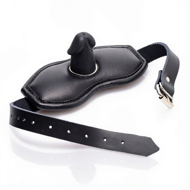 Leather Padded Silicone Penis Mouth Gag