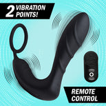 Silicone Prostate Vibrator and Cock Ring w/Remote Control