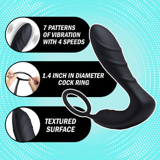 Silicone Prostate Vibrator and Cock Ring w/Remote Control