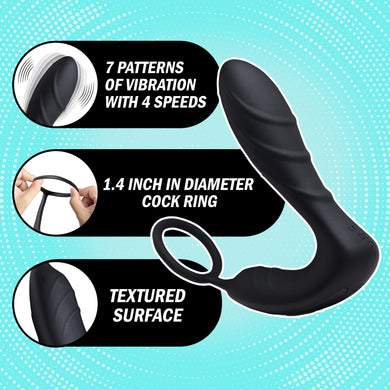 Silicone Prostate Vibrator and Cock Ring w/Remote Control