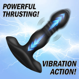 Vibrating and Thrusting Remote Control Silicone Anal Plug
