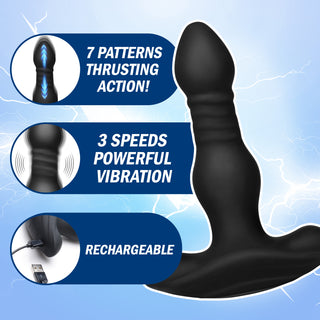 Vibrating and Thrusting Remote Control Silicone Anal Plug