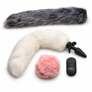 Remote Snap-On Vibrating Silicone Anal Plug Plus 3 Tails