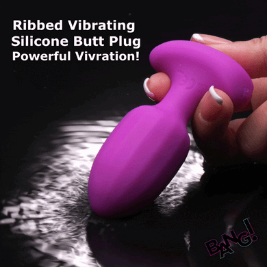 Ribbed Vibrating Silicone Butt Plug