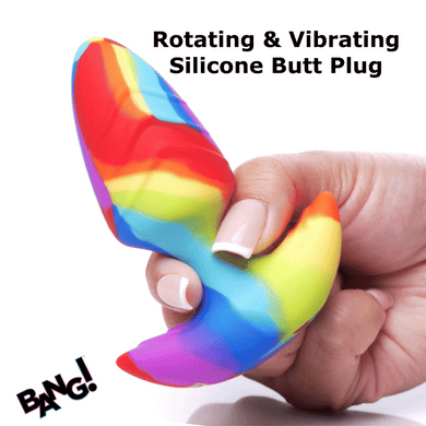 Rainbow Rotating & Vibrating Silicone Butt Plug