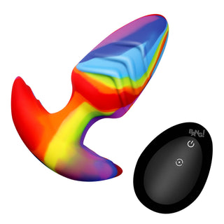Rainbow Rotating & Vibrating Silicone Butt Plug