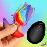 Rainbow Rotating & Vibrating Silicone Butt Plug