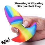 Rainbow Thrusting & Vibrating Silicone Butt Plug