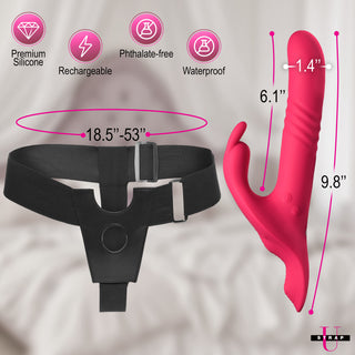 Silicone Rabbit Vibrator Strap-On w/ Remote
