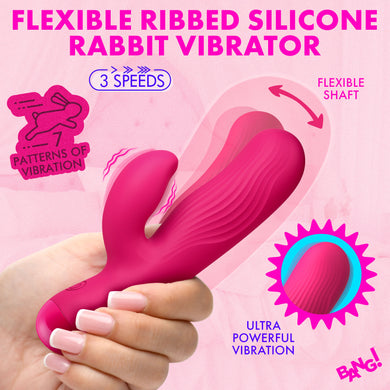 Flexible Ribbed Silicone Rabbit Vibrator
