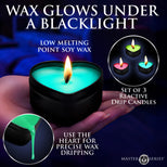 3-Set UV Blacklight Reactive Heart Drip Candle