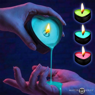 3-Set UV Blacklight Reactive Heart Drip Candle
