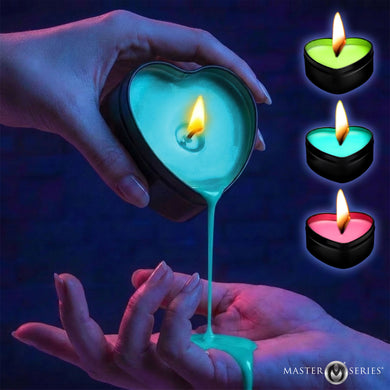 3-Set UV Blacklight Reactive Heart Drip Candle