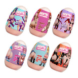 Six Hentai Fantabes mini egg-shaped packages arranged in two rows on a plain white background, each with a different anime character label.
