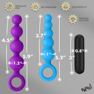 Vibrating Silicone Anal Beads Set w/ Remote