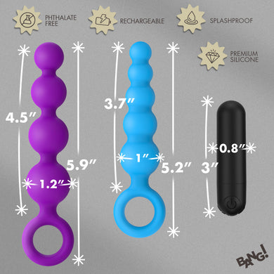 Vibrating Silicone Anal Beads Set w/ Remote
