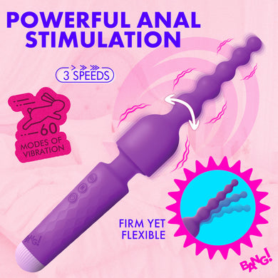 Silicone Vibrating Wand & Anal Beads Attachment