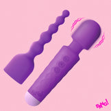 Silicone Vibrating Wand & Anal Beads Attachment