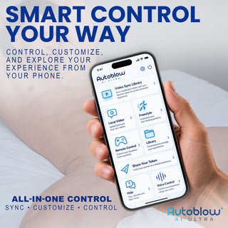 Autoblow AI Ultra web app on a phone for video sync, remote control and the blowjob library