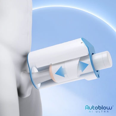 Autoblow AI Ultra blowjob machine stroking the full shaft, side view