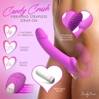 Purple Vibrating Strapless Strap-On w/ Remote