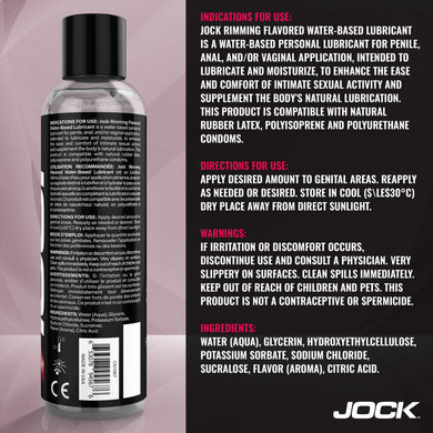8oz JOCK Rimming Water-Based Cherry Flavored Lubricant