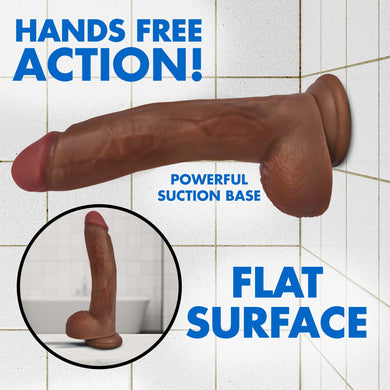 Dark Bareskin Dildo with Balls