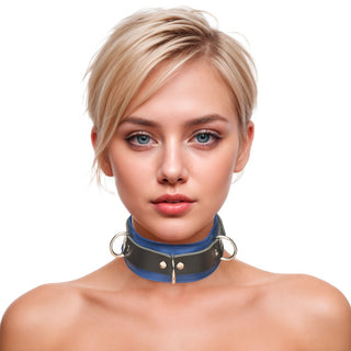 Strict Leather Deluxe Black and Blue Locking Collar