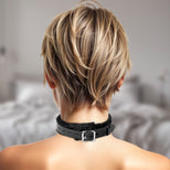 Strict Leather Fur Low Rise Locking Collar