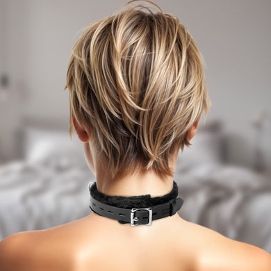 Strict Leather Fur Low Rise Locking Collar