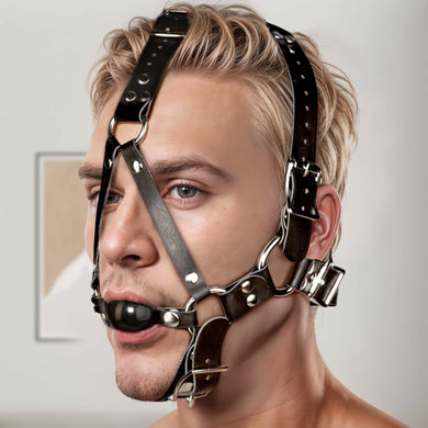 Leather Ball Gag Harness