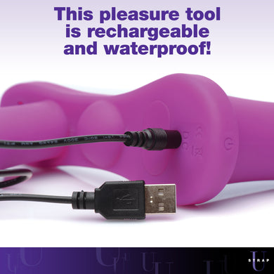 Purple Double Take 10X Double Penetration Vibrating Strap-on Harness
