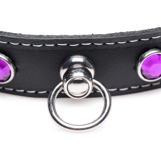 Fierce Vixen Leather Choker with Rhinestones