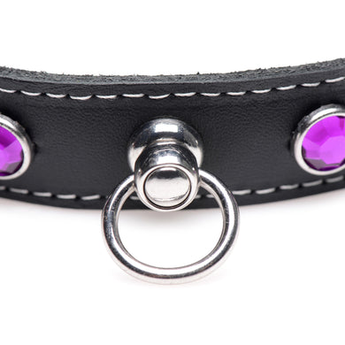 Fierce Vixen Leather Choker with Rhinestones
