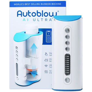 Autoblow AI Ultra blowjob machine beside its retail box